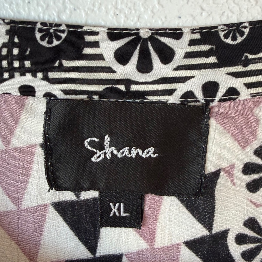Shana Tunic Top Blouse XL Patchwork 100% Viscose Silk Boho Art To Wear Roll Tab - Picture 3 of 14